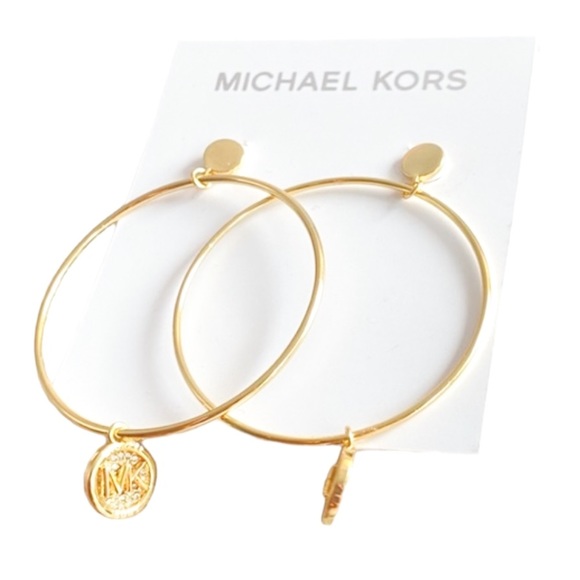 Michael Kors Large Logo Hoop Drop Earrings - Picture 4 of 6